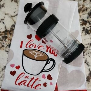 New Ninja Milk Frother with Valentine Love You A Latte Flour Sack Towel